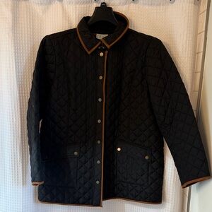 Joan Rivers Black Quilted Utility Jacket with Brown Trim